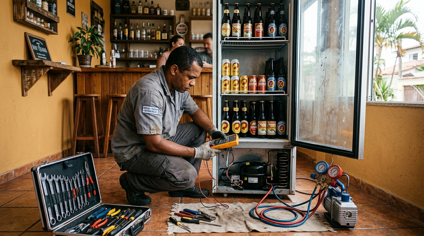 Substituição do termostato de uma cervejeira no IAPI, Osasco‑SP